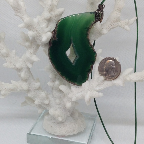 Geode Agate Slice Necklace on Waxed Cotton Cord - Picture 7 of 11